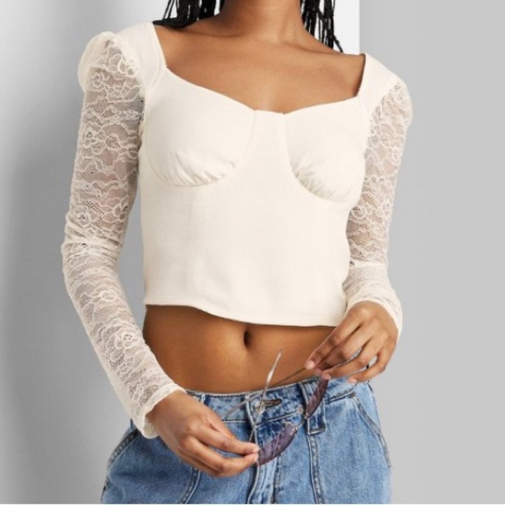 NWT- Wild Fable Lace bustier top - Off White - Size Small